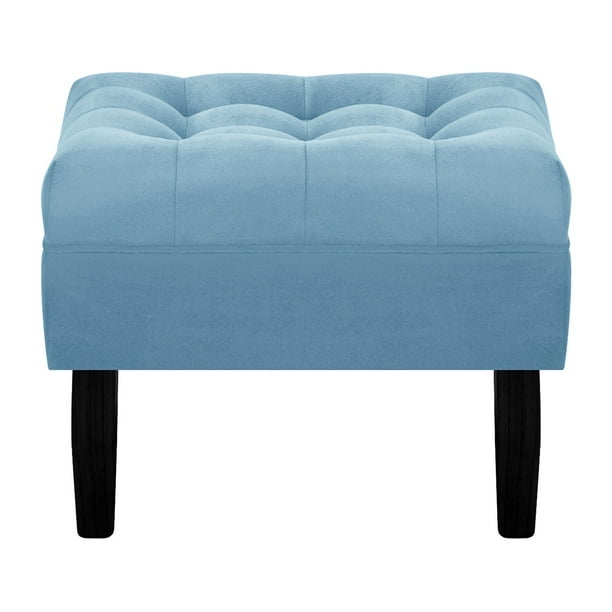 Pouf Wood 1c Felpa 00 Azul Petroleo