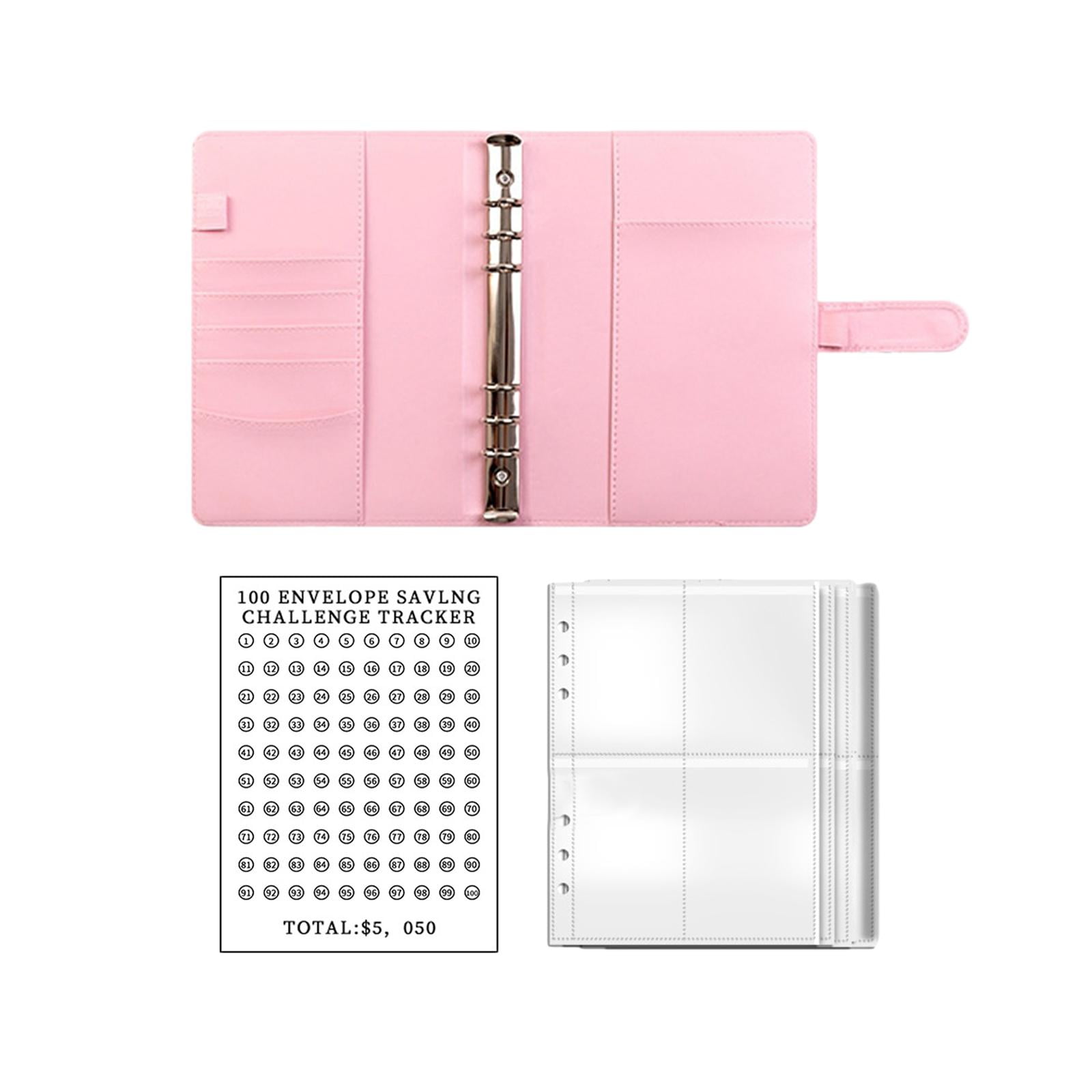 Magideal - Carpeta De Desafíos De Sobres, Organizador De Dinero De Presupuesto Creativo Carpeta De Desafíos De Ahorro , Rosado