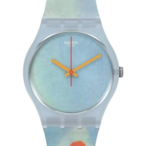 Reloj Swatch Unisex Gz357 Pompidou Eiffel Azul 34 Mm
