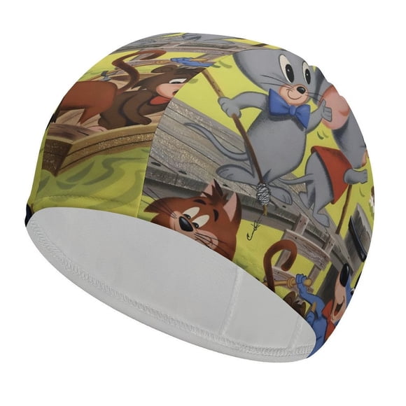 Pixie, Dixie y el señor Jinks Gorro de Natación de Licra, Gorro de Baño de Tela Cómoda, Gorro Elástico Antideslizante para Hombres, Mujeres y Niños