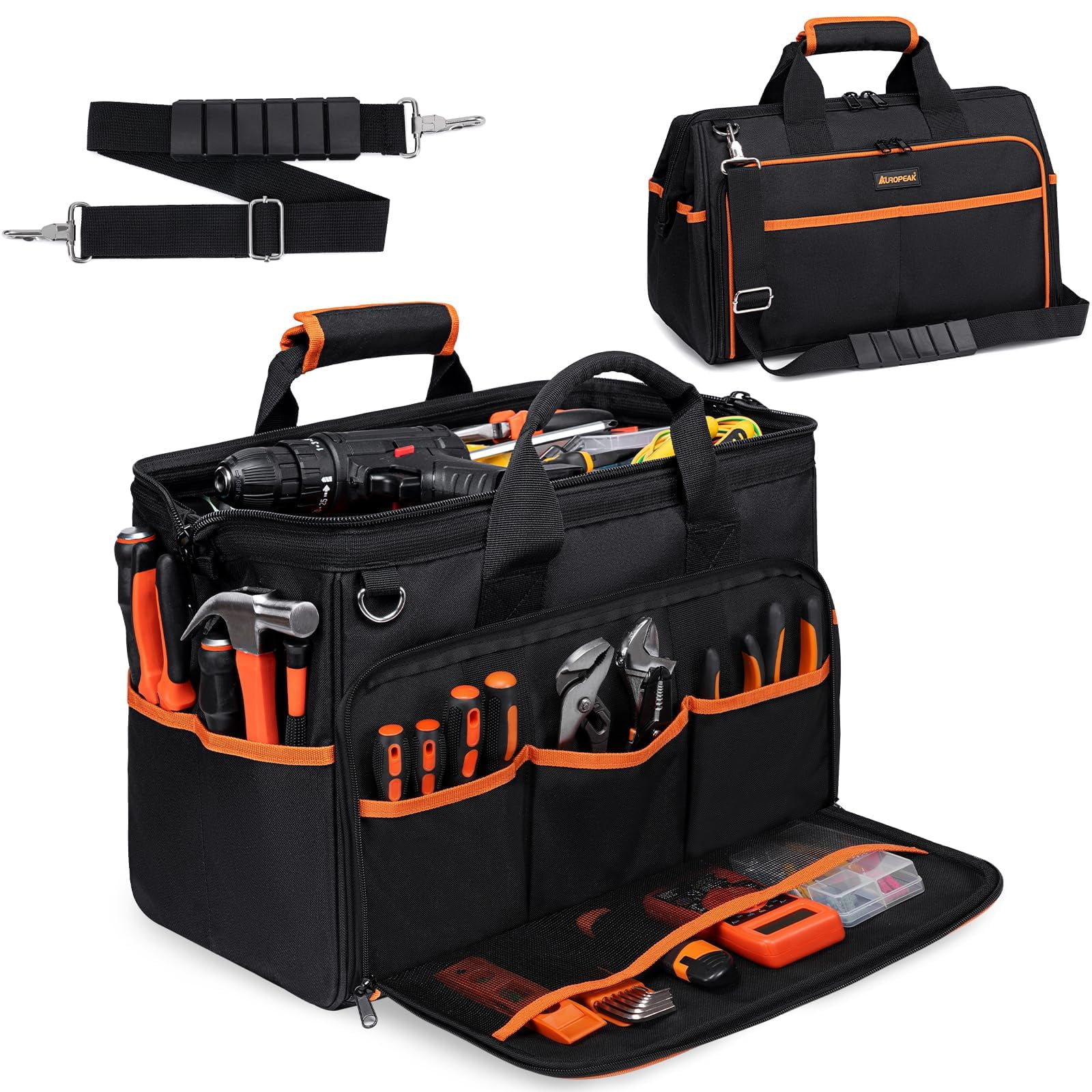 Bolsa Para Herramientas Auropeak, Resistente, 44 Cm, 26 Bolsillos, Impermeable