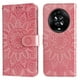 thumbnail image 5 of Funda tipo cartera FOXDOCK para Honor Magic 4 Pro , diseño girasol en relieve, cuero PU, cierre magnético, soporte y tarjetero, 5 of 5