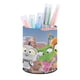 thumbnail image 1 of Rob el Robot-theme Cylinder Pen Holder Pencil Organizer with Flannel Lining PVC Leather Material Cardboard Base for study work 10*8CM, 1 of 6