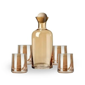 Santú Home & Deco - Jarra De Vidrio Decantador Lujoso 4 Vasos Ambar