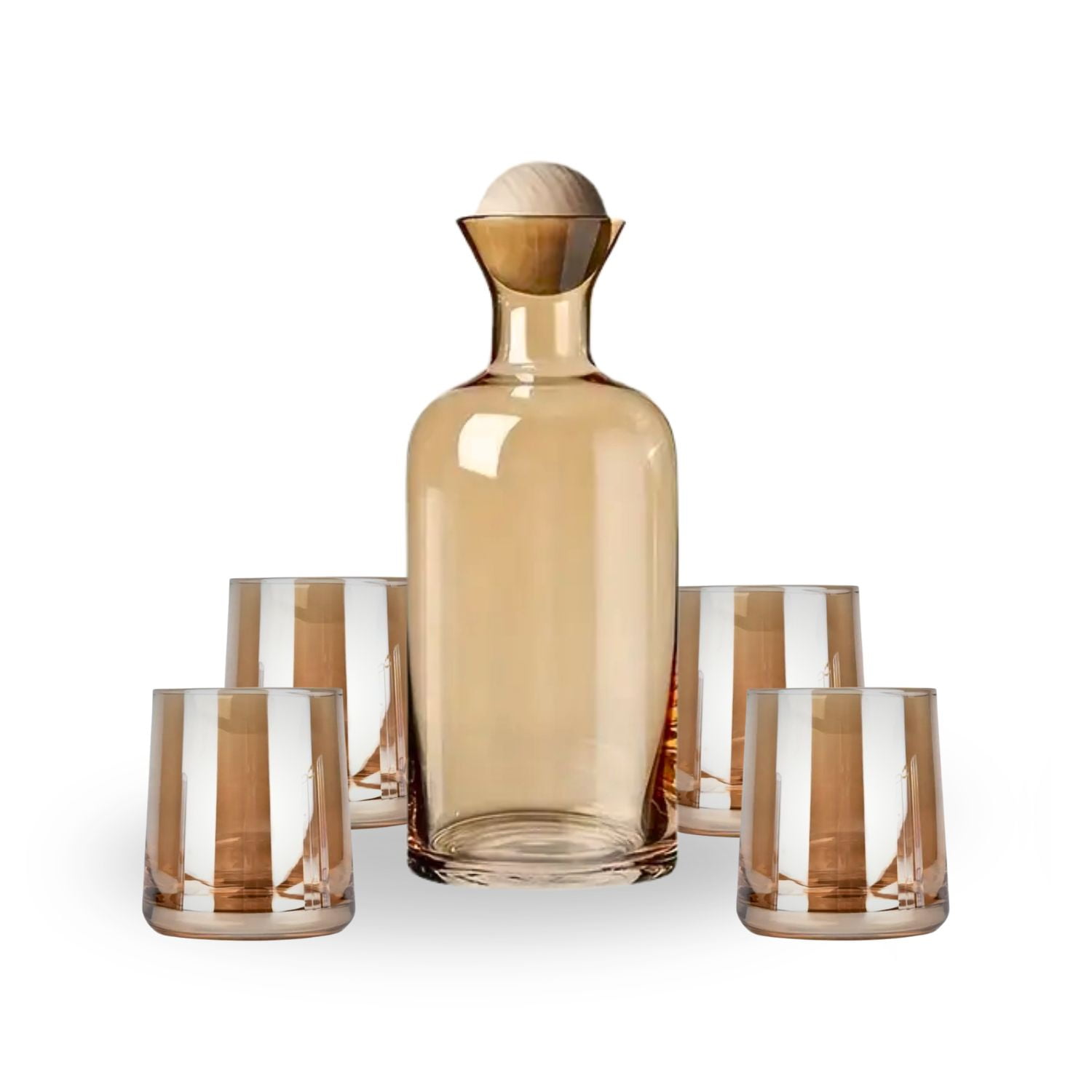 Santú Home & Deco - Jarra De Vidrio Decantador Lujoso 4 Vasos Ambar