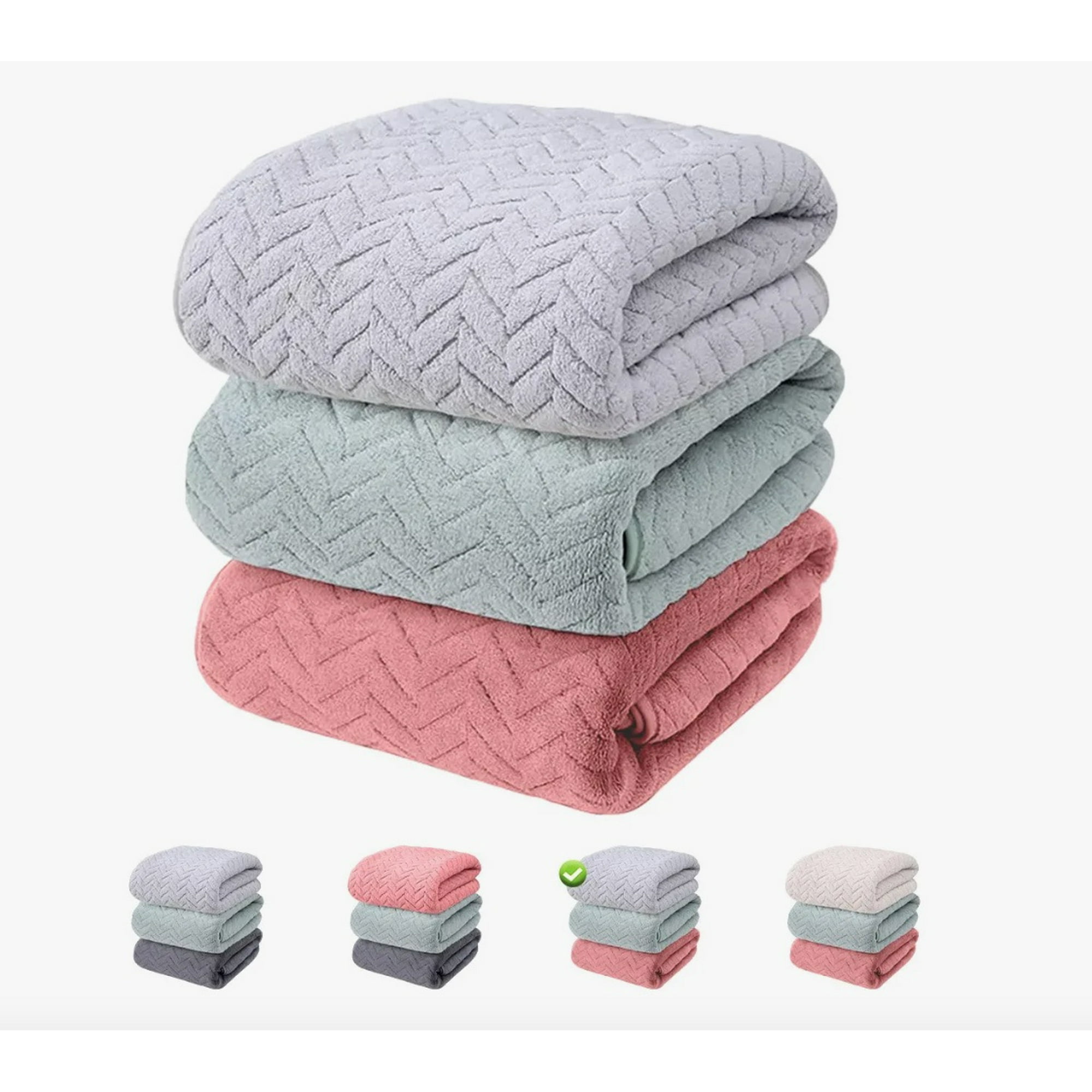 Atlas - Set 3 Toalla De Baño Lana Gris Claro/verde/rojo