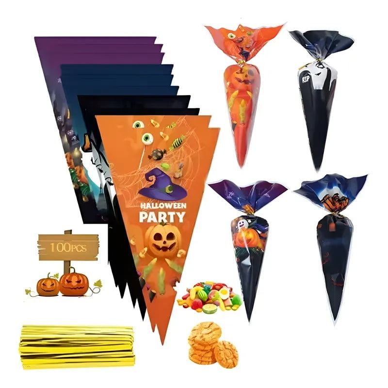 Genérica - 100 Bolsas Celofan Dulces Halloween Fiesta Cumpleaño Boda Caramelos Regalo 30cm*16cm