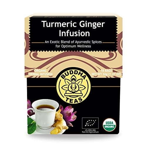 Té orgánico de cúrcuma y jengibre Buddha Teas, 18 bolsitas