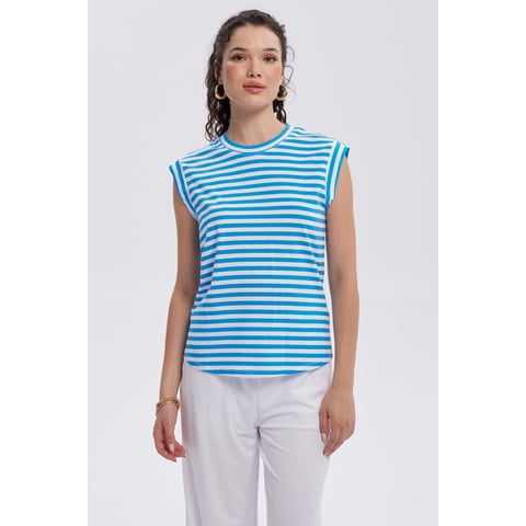 Fashionspark - Polera Mujer Satín Celeste