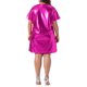thumbnail image 4 of Agnes Orinda Vestido Formal de Talla Grande para Mujer Cuello Redondo Metálico Manga Corta Fiesta Clubwear Vestido Suelto Mini Camiseta 2X Rosa Fucsia, 4 of 7