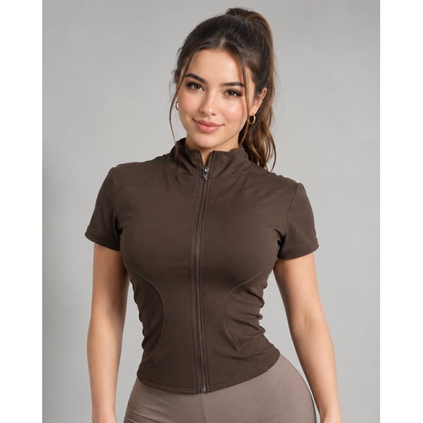 Polera Deportiva Fit Mujer Con Cierre Ciclismo Gym