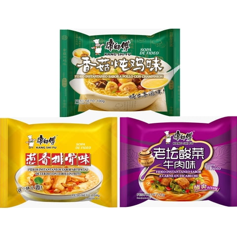 Fideo Instantaneo Kang Shi Fu Pack 3 Sabores