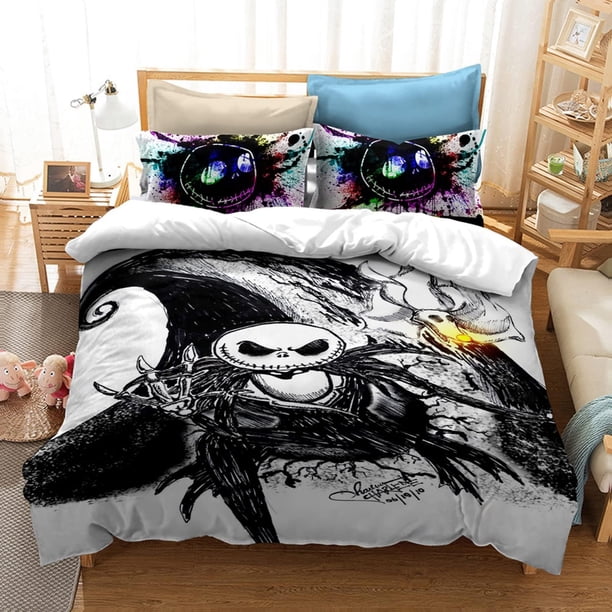 Felu Bedding Duvet Cover Set of Kids The Nightmare Before Christmas Pattern Comforter Cover Set