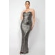 thumbnail image 5 of Saronite Vestido de Fiesta Ajustado, de Tubo, con Escote en V, sin Tirantes, Hombros Descubiertos, Abertura en la Espalda y Diseño Entrecruzado, con Lentejuelas, Negro/gris (para Mujer), 5 of 5