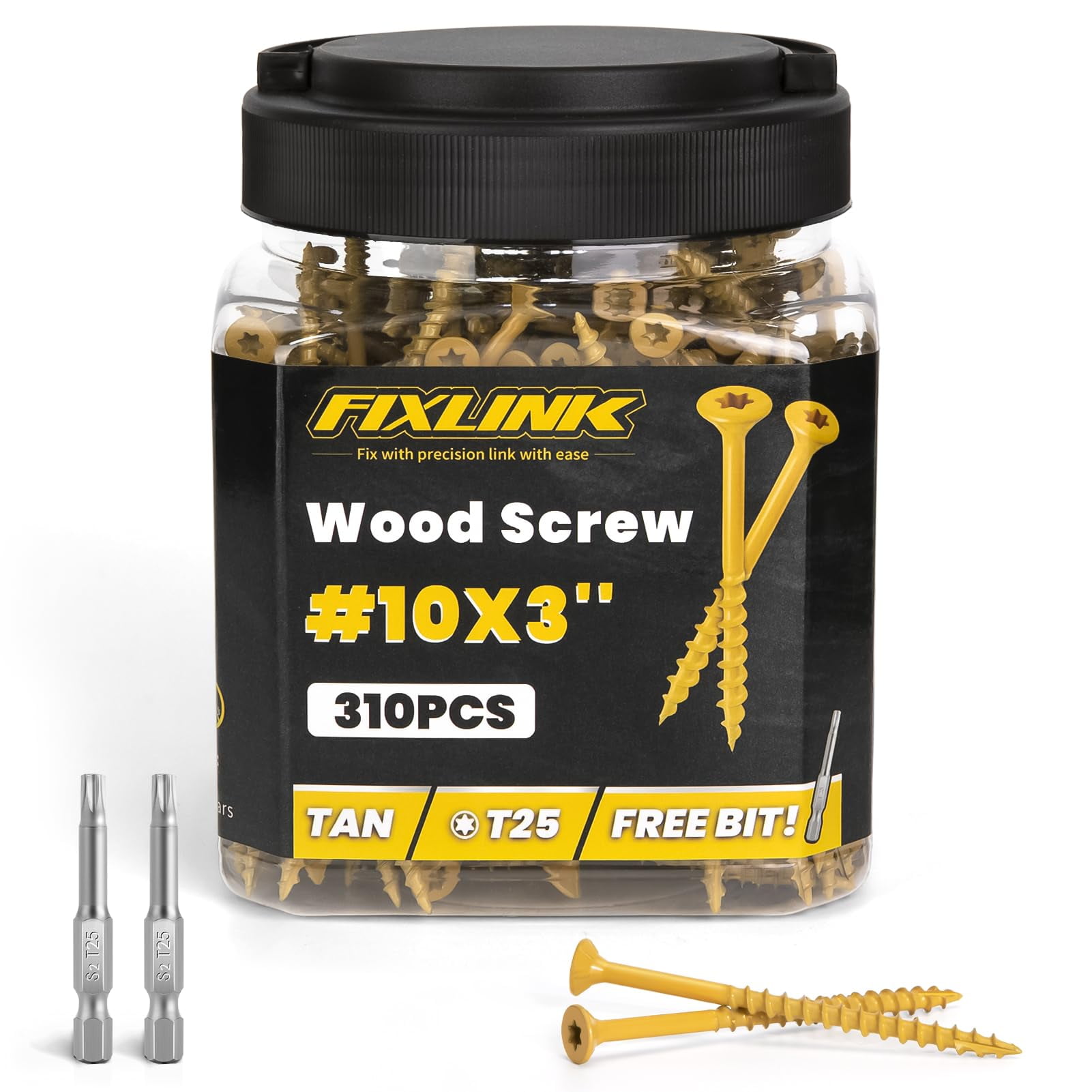 Tornillos Para Madera Fixlink, Tornillos De Cubierta, #10 X 75 Mm, 310 Unidades, Revestidos De Epoxi