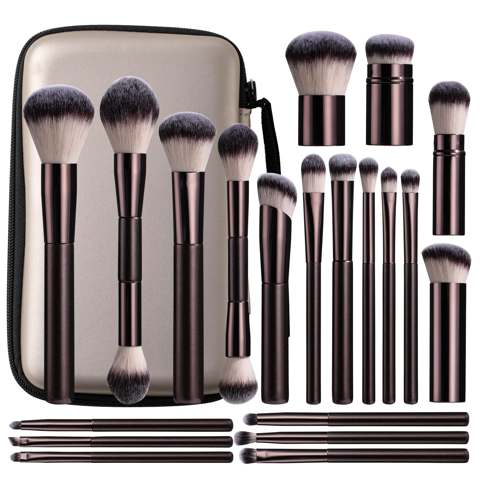 Set De Brochas Para Maquillaje Bs-mall 20 Piezas Con Estuche Portátil