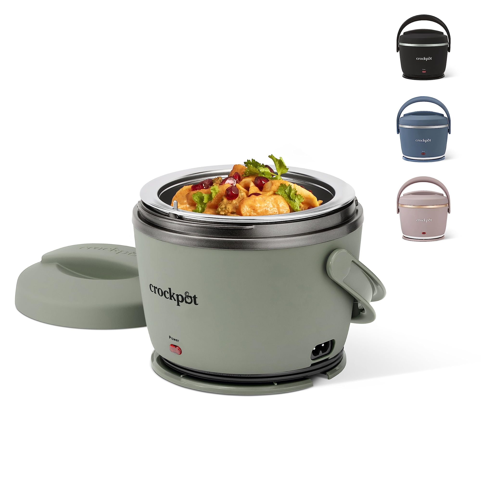 Fiambrera Eléctrica Crock-pot, 600 Ml, Calentador De Alimentos, Color Verde Luna