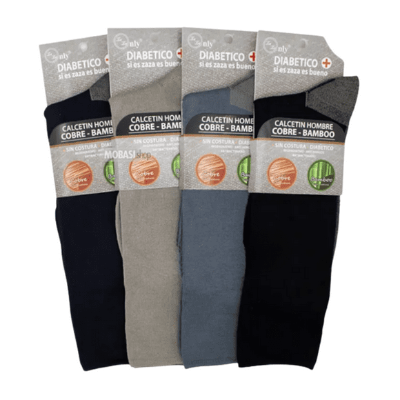 Calcetines Cobre Bamboo Zaza Sin Costura Diabetico Surtidos