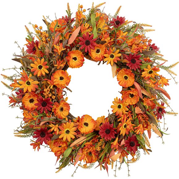 Guirnalda J'FLORU 56 cm Otoño con Margaritas y Bayas para Interior
