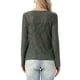 thumbnail image 3 of INSPIRE CHIC Blusa Jacquard para Mujer Cuello Barco Manga Larga Otoño Top de Punto Transparente XL Verde Oscuro, 3 of 6