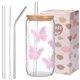 thumbnail image 1 of Vaso de vidrio ANABIUP con tapa mariposa y pajita 470 ml, 1 of 7