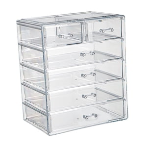 Magideal - Cajón De Almacenamiento Apilable, Contenedor De Almacenamiento De Cosméticos, Organizador De Maquillaje De Escritorio De Acrílico Para Sala De Estar Y