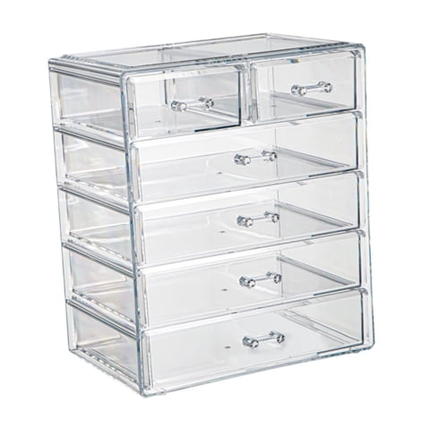 Magideal - Cajón De Almacenamiento Apilable, Contenedor De Almacenamiento De Cosméticos, Organizador De Maquillaje De Escritorio De Acrílico Para Sala De Estar Y