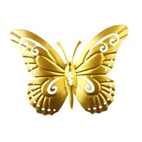 Magideal - Decoración De Arte De Pared De Mariposa De Metal En La Decoración De La Valla Abierta Decoración Realista Para El Balcón De Dormitorio Para El Regalo Oro