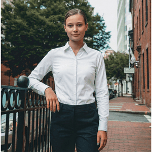 T-World - Blusa Trevira Light Mujer Manga Larga Trabajo Corporativo Blanca