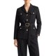 thumbnail image 2 of INSPIRE CHIC Chaqueta de Traje de Mujer con Botonadura Simple, Solapa con Muesca, Mangas Largas, Traje de Negocios con Cinturón, Negro Mediano, 2 of 6