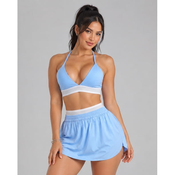Set Deportivo Para Mujer Top Y Falda Short Fitness Tenis