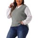 thumbnail image 4 of Agnes Orinda Chaleco de Suéter Talla Grande para Mujeres Cuello en V Chalecos de Punto Sólido Clásico Sin Mangas Suéteres Tops 2X Gris, 4 of 6