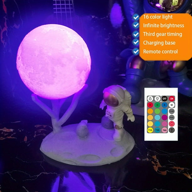 1pc Cute Mini Night Light, Moon Cute Figure Light Rechargeable Astronaut Decoration Astronaut Lamp Tabletop Light Healing Astronaut Astronaut Creative Gift Car Carrying Inside Cake Decoration Luminous