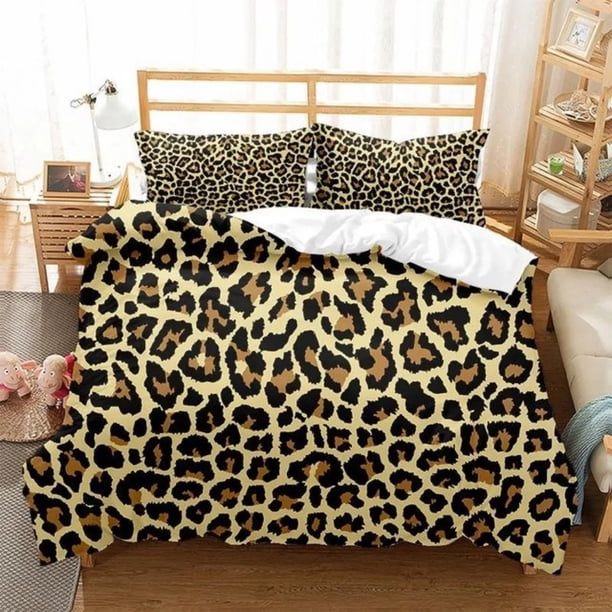 Leopard Print Bedding Set For Women Men Teens African Animal Cheetah Bed Linen Double Duvet Cover