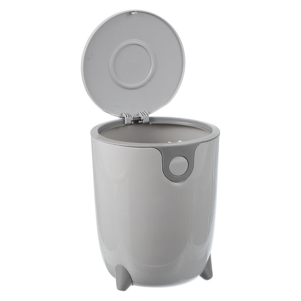 Cubo de Basura de Escritorio Uxcell con Tapa, Pequeño Cubo de Basura - Diseño de Bloqueo de Olores de Apertura a Presión, Plástico PP Duradero para Dormitorio/Oficina/Cocina, Gris