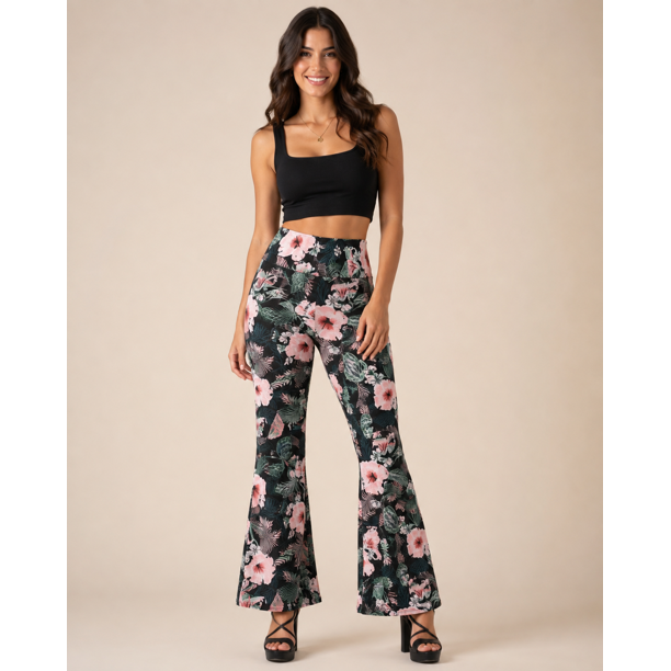 Pantalon Pata De Elefante Flare Confección Nacional Para Mujer