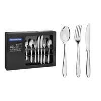 Juego De Cubiertos De 42 Piezas Tramontina Satri De Acero Inoxidable Con Cuchillos De Mesa Y Terminación En Alto Brillo