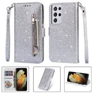 Funda Para Foxdock Elegante Funda Samsung Galaxy S21 Ultra 5G Glitter Con Cremallera-Ideal Para El Uso Diario