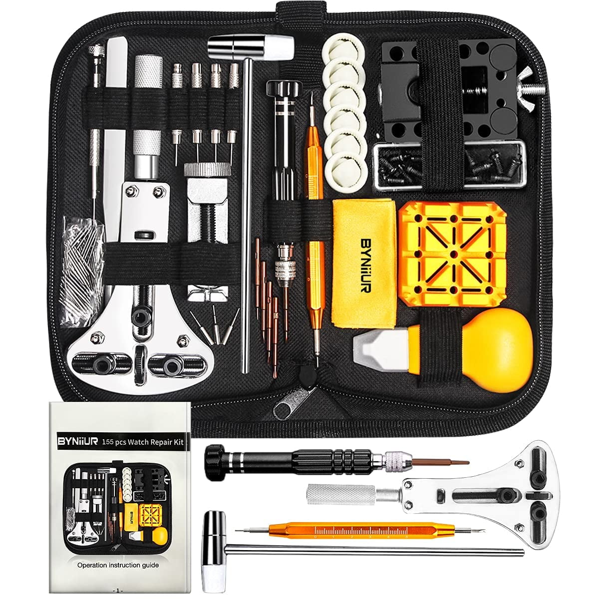 Kit De Reparación De Relojes Byniiur Con Funda, Abridor Y Herramientas Con Barra De Resorte