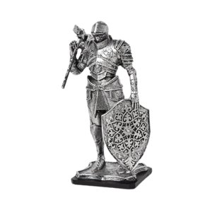 Magideal - Estatua De Caballero Ornamental, Regalo Artístico, Escultura De Resina De Estilo Vintage, Estatuilla De Caballero Para Sala De Estar, Estantería, Escr Plata