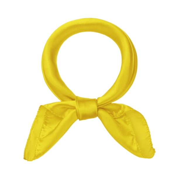 INSPIRE CHIC Bufandas de Satén Sólidas para Mujeres de Regreso a Clases 20" Pequeño Cuadrado Pañuelo de Cuello Amarillo 19.7x19.7''(LxW)