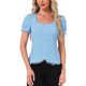 thumbnail image 1 of INSPIRE CHIC Camisa Victoriana para Mujeres Regreso a Clases Cuello de Corazón Manga Abullonada Halloween Blusa Gótica con Cordones L Azul Cielo, 1 of 6
