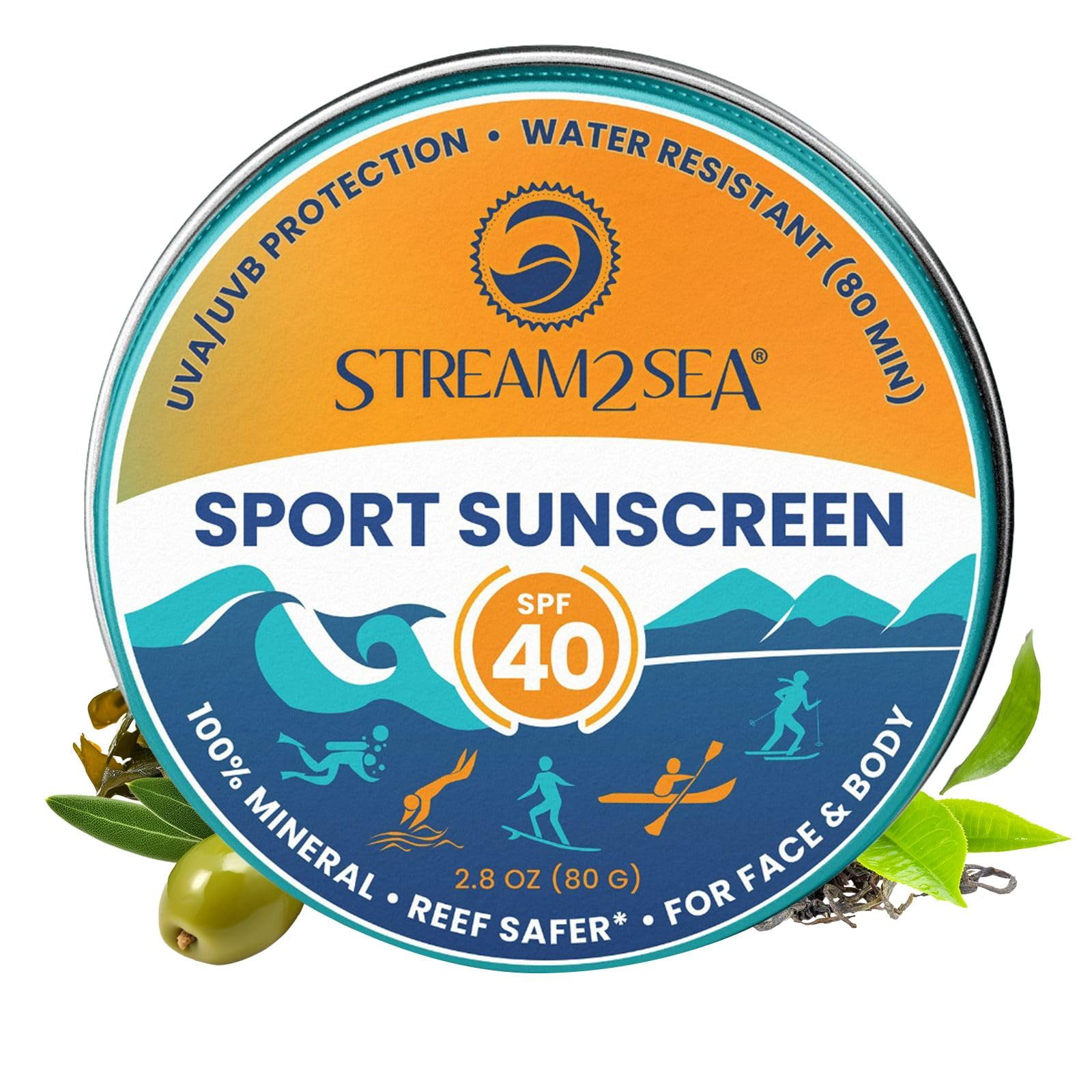 Stream 2 Sea - Bálsamo Protector Solar Stream2sea Spf40 Mineral, 80 Ml, Lata, Tamaño Viaje