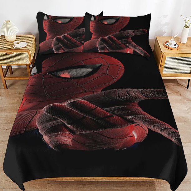 Spider-Man Bedding Sets Ultra Soft Skin-Friendly Duvet Cover 3 Piece, Cute Comforter Cover Bed Set for Boys Girls Kids