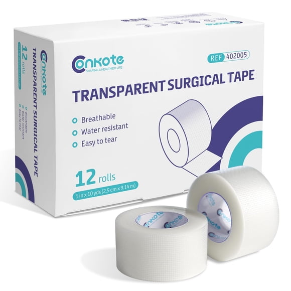 Cinta médica transparente Conkote de 2,5 cm x 9,1 m, 12 rollos