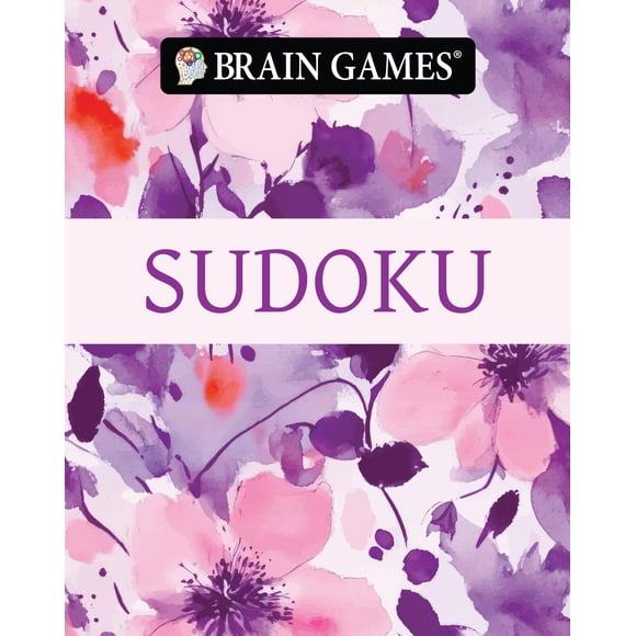 Sudoku para llevar Brain Games con diseño floral en acuarela