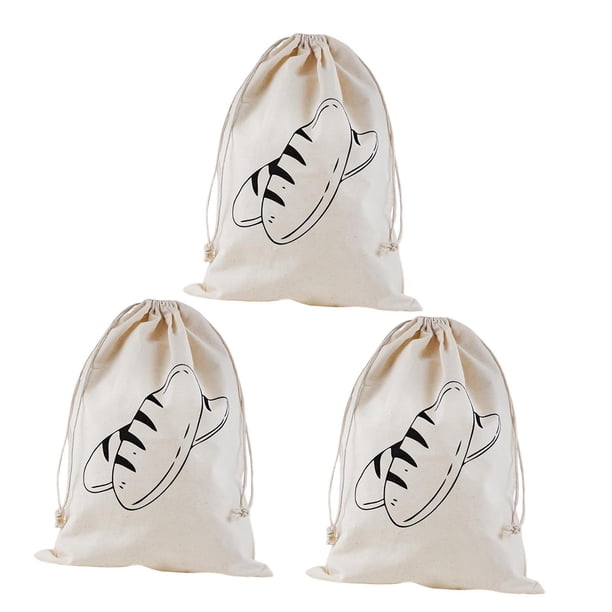 Bolsas de pan de 3 piezas con bolsas de lino lavables reutilizables y con cordón, Totes para la fiesta de regalo de bodas Favor Café de banquetes para