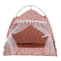 Ioensy - Cute Cat Tent Cojín Suave Basket Kennel Pet Para Interior M Pink