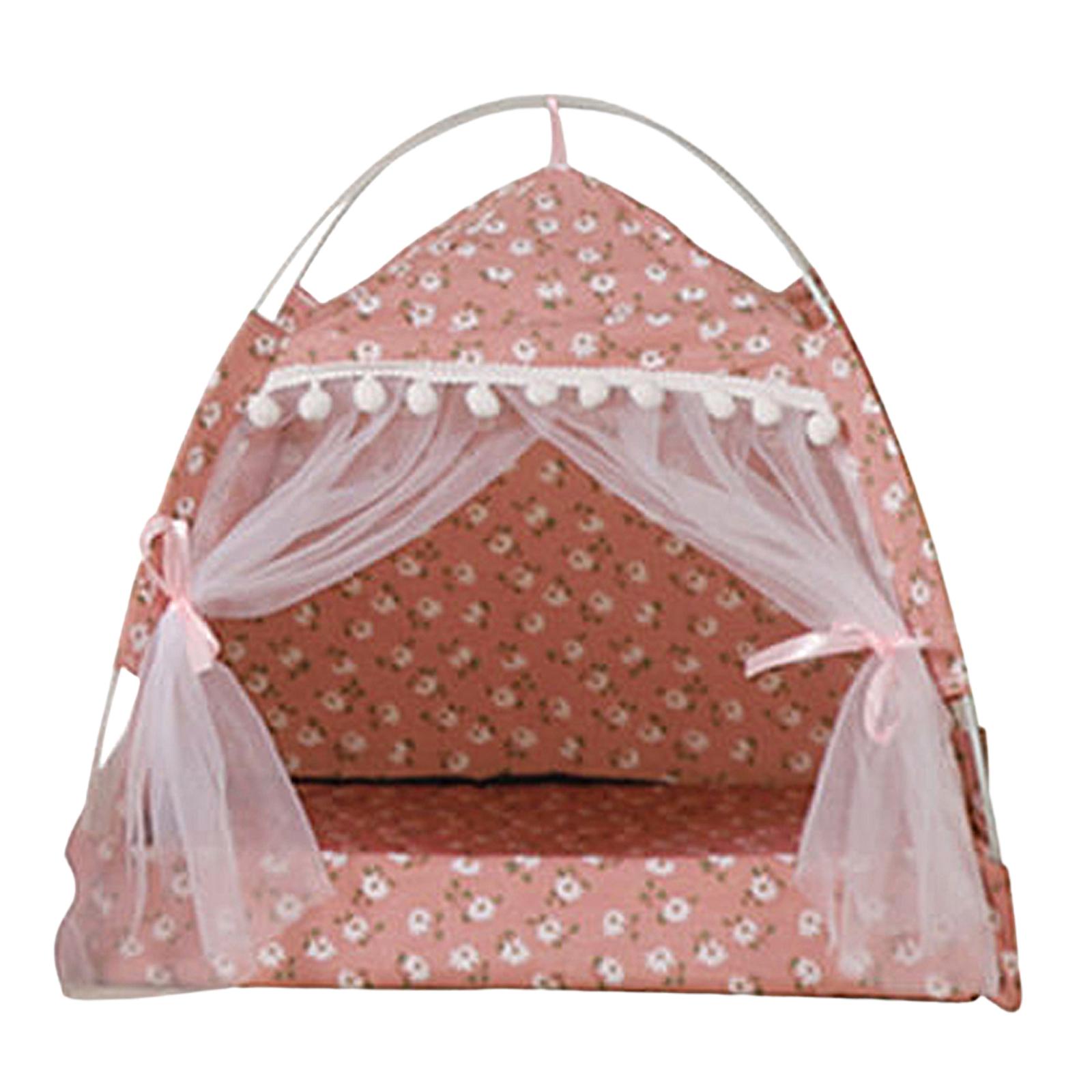 Ioensy - Cute Cat Tent Cojín Suave Basket Kennel Pet Para Interior M Pink