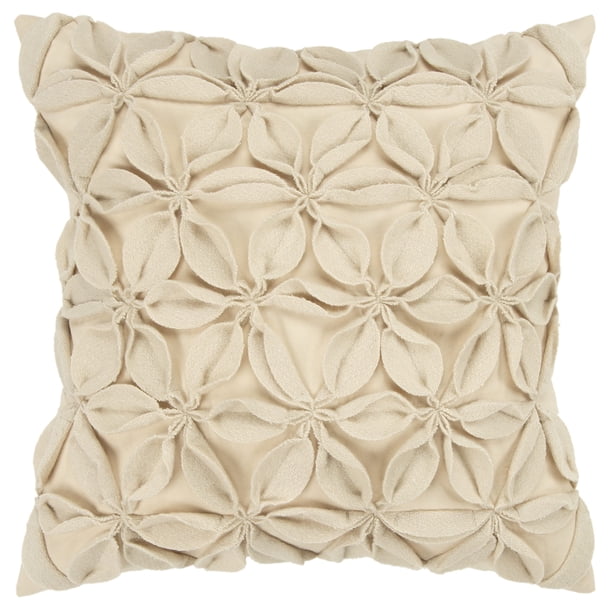 Almohada Rizzy Home T07842 con relleno de plumón, 45 x 45 cm, color neutro, blanco y marrón